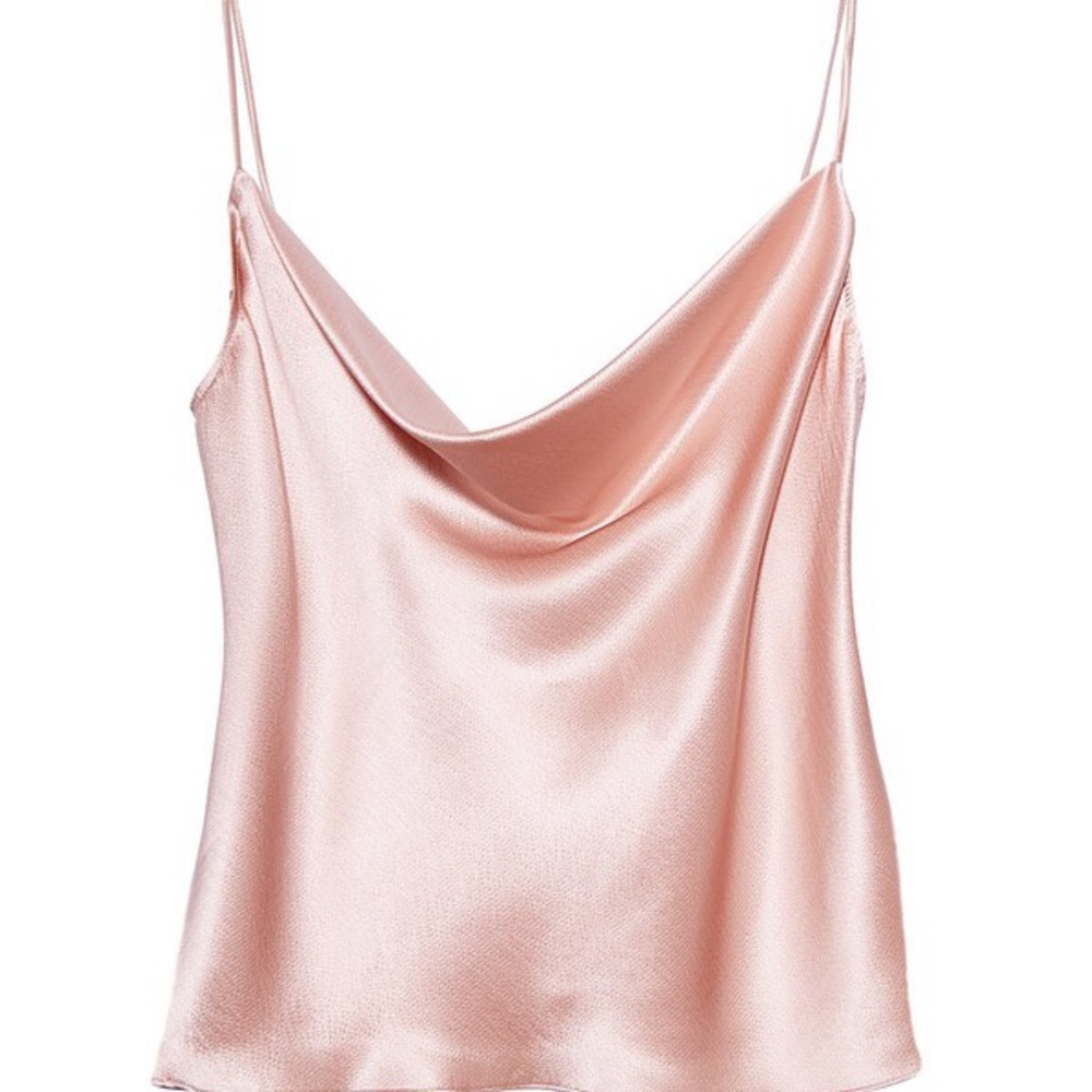 fleur du mal silk rose cowl neck cami